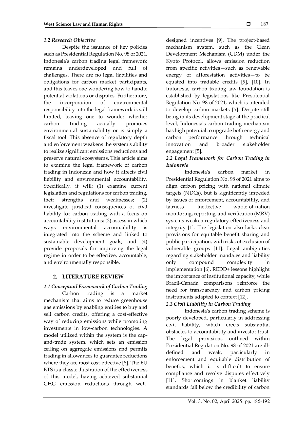 JURIS The Legal Framework for Carbon Trading Examining its Juridical Implications for Civil Liability and Environmental Responsibility in Indonesia