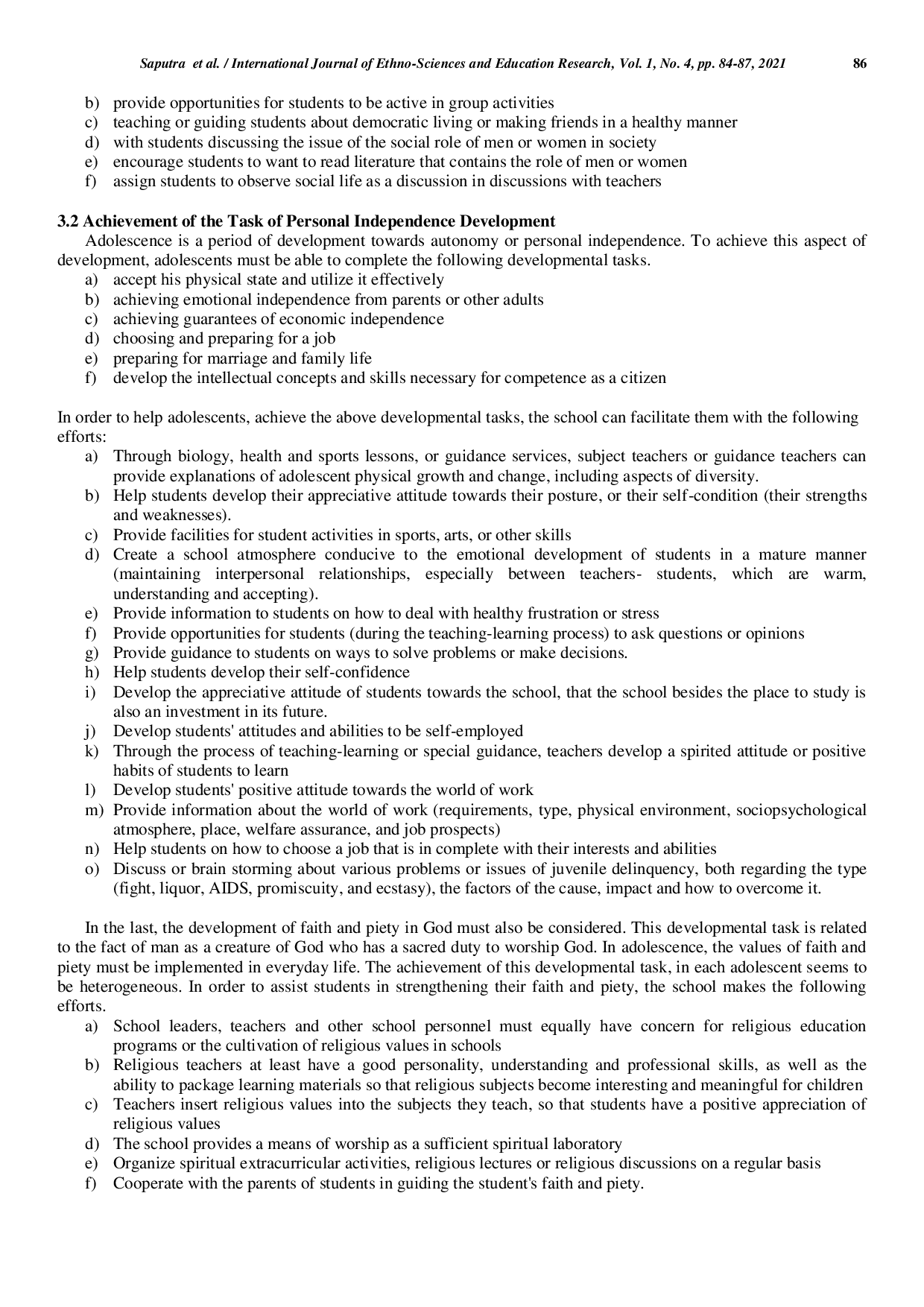 JURIS The Role of the School in Developing Student Development Tasks