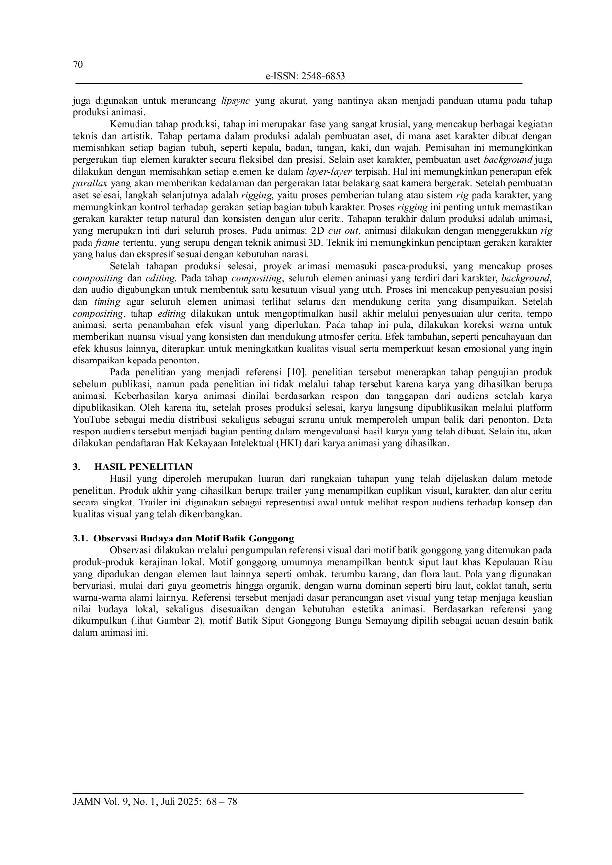 JURIS Making a 2D Animation Nampak Gonggong as a Media for Introducing Gonggong Batik