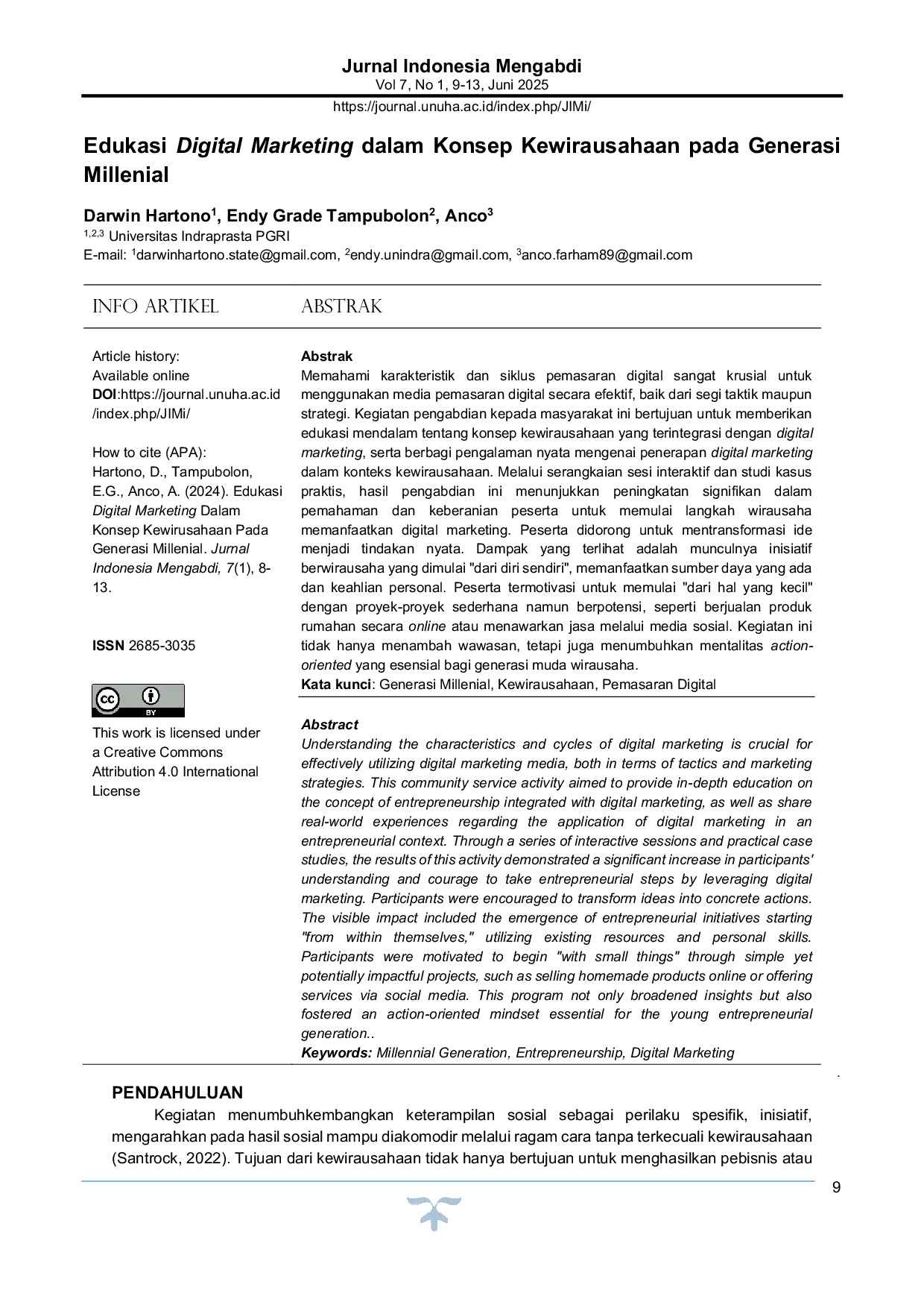 JURIS Edukasi Digital Marketing dalam Konsep Kewirausahaan pada Generasi Millenial