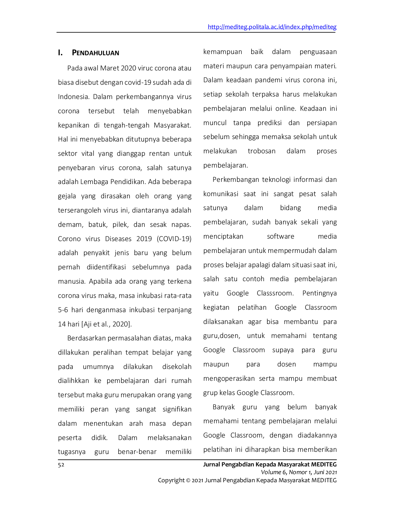 JURIS Pelatihan Pembuatan Media Pembelajaran Online Melalui Google Classroom