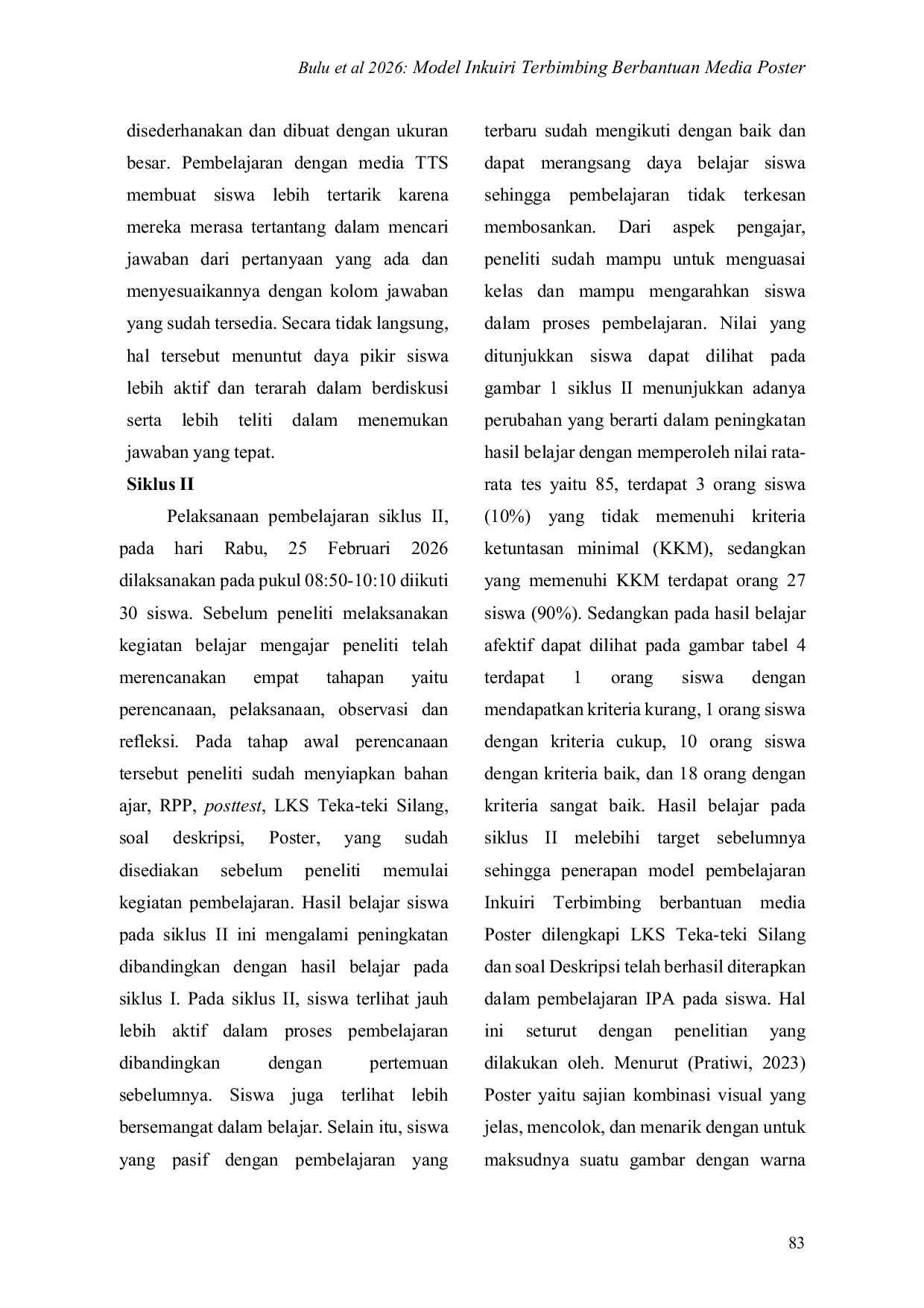 JURIS Penerapan Model Inkuiri Terbimbing Berbantuan Media Poster Dilengkapi LKS TTS Untuk Meningkatkan Hasil Belajar Siswa