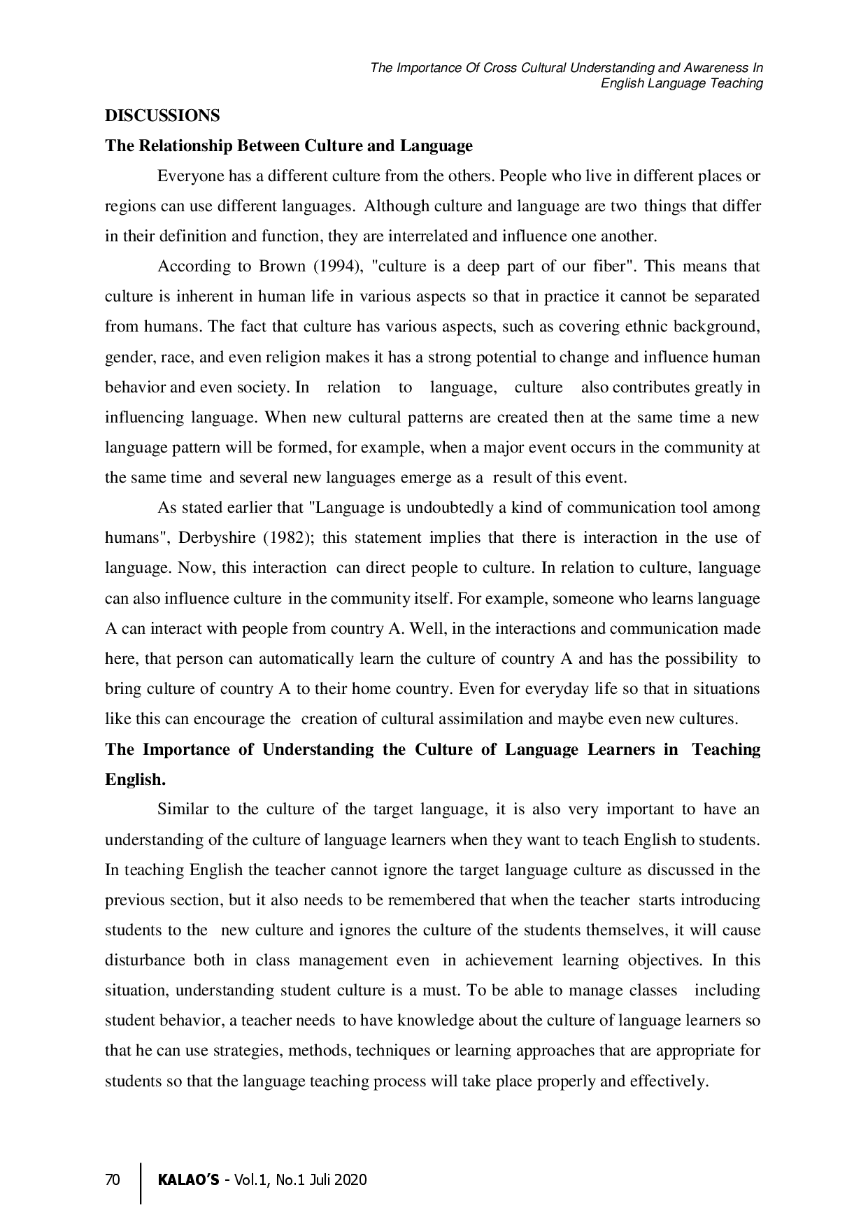 juris The Importance Of Cross Cultural Understanding and Awareness In English Language Teaching