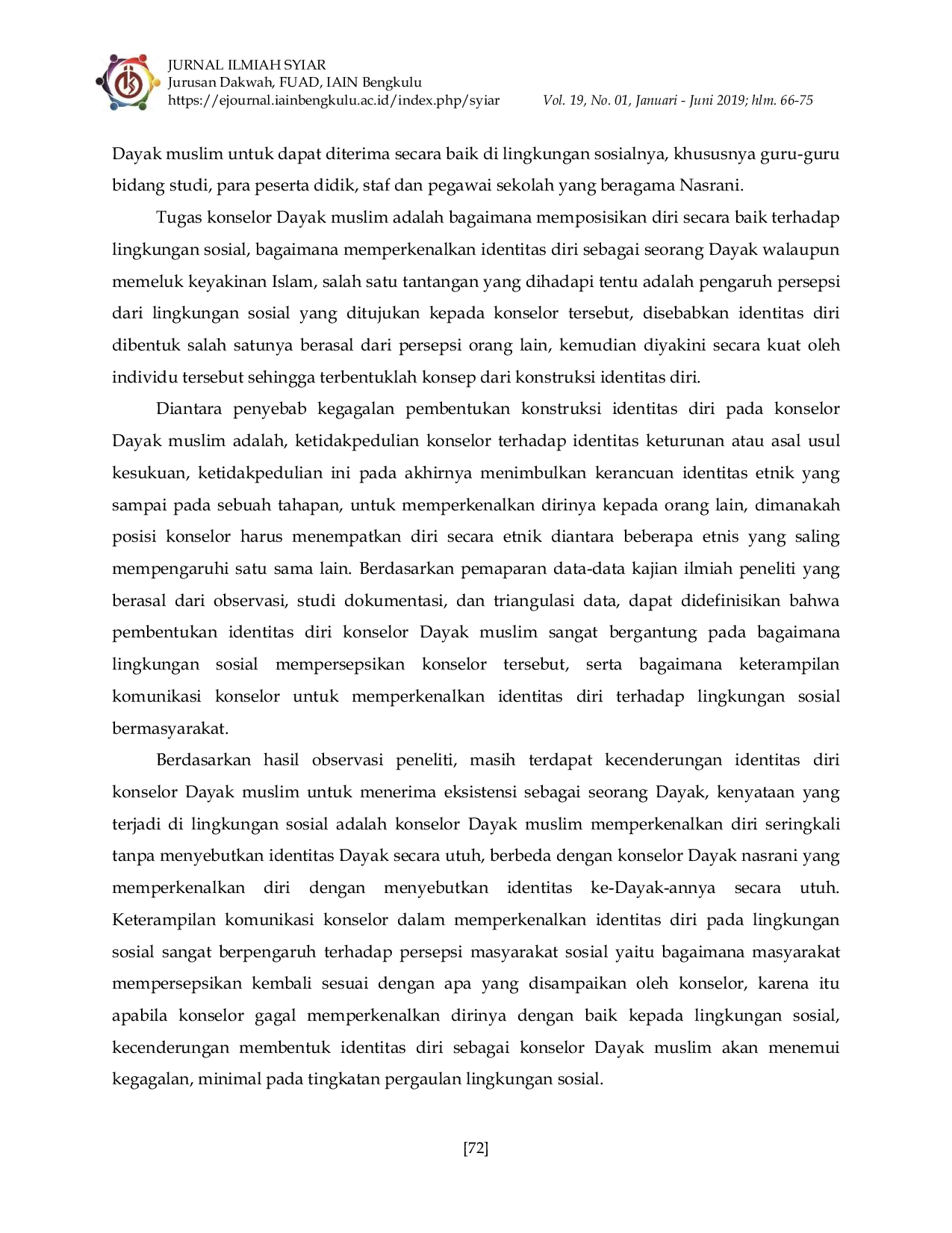 JURIS Falsafah Huma Betang Di Kalimantan Tengah Sebuah Pergulatan Identitas Konselor Dayak Muslim