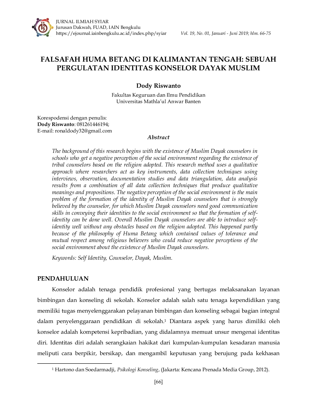 JURIS Falsafah Huma Betang Di Kalimantan Tengah Sebuah Pergulatan Identitas Konselor Dayak Muslim