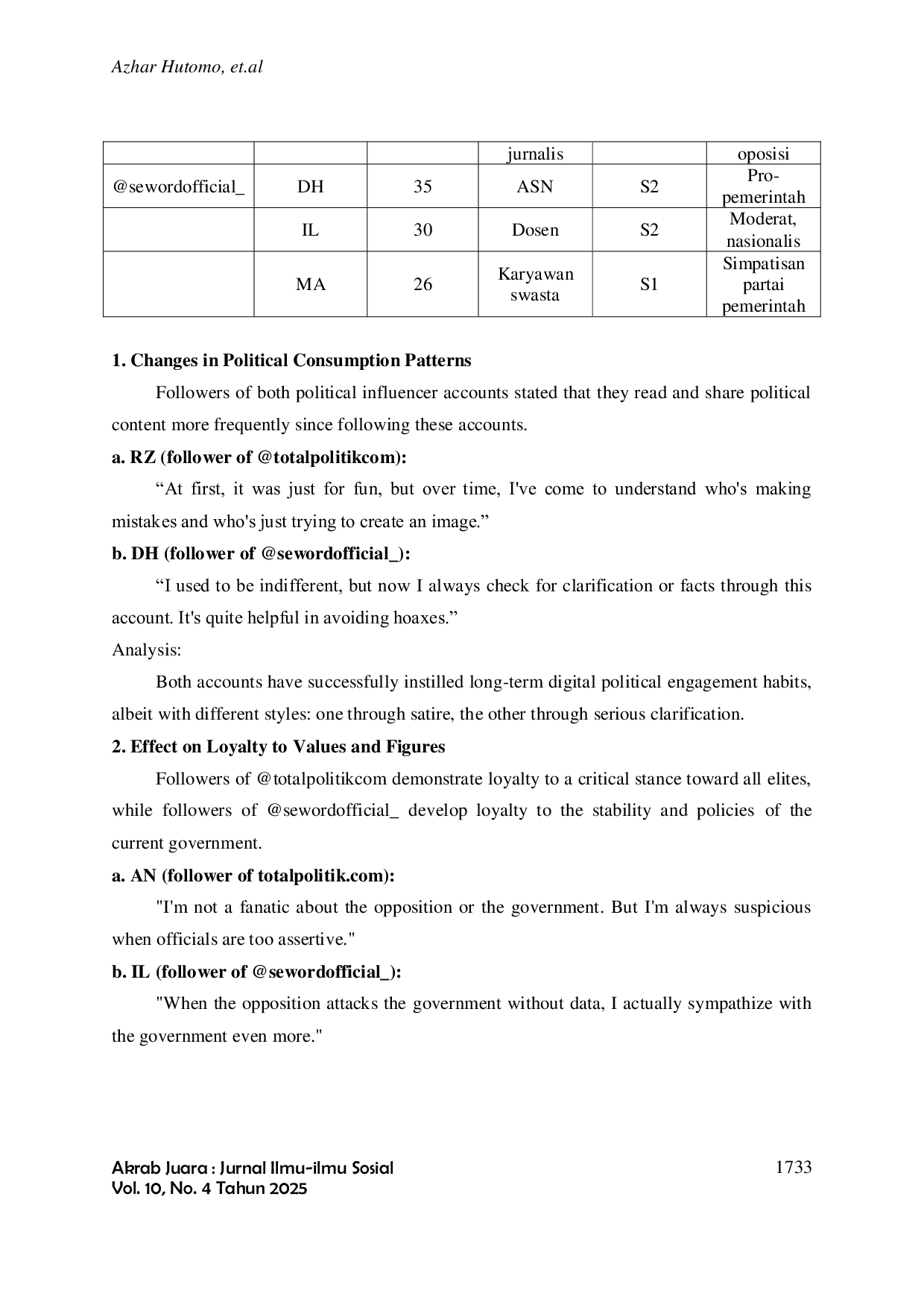 JURIS Peran Influencer Politik Dan Digital Campaigner Dalam Membentuk Loyalitas Jangka Panjang Di Kalangan Pemilih Pemula Indonesia Pasca Pemilu 2024