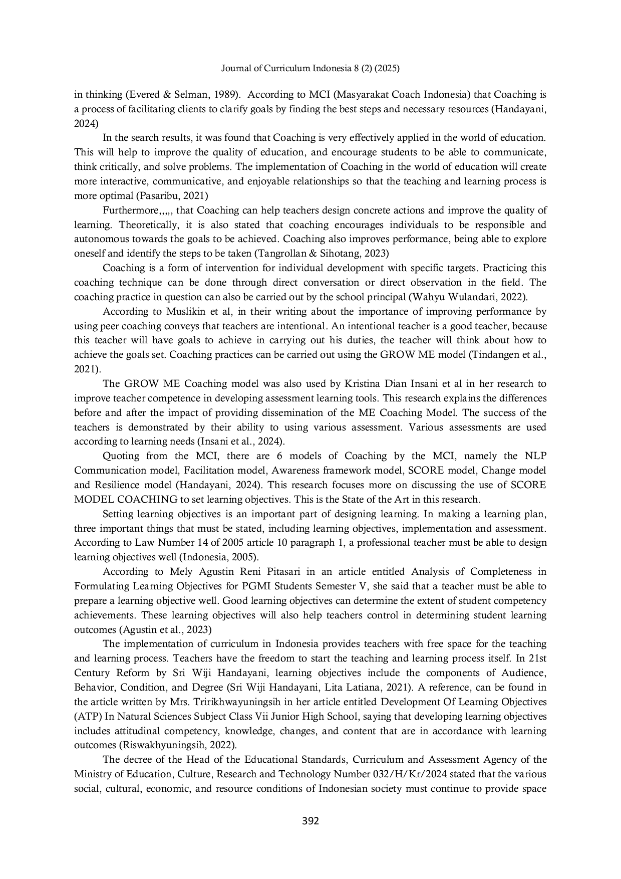 JURIS SCORE MODEL COACHING in the ABCD5E Learning Model to Set Learning Objectives