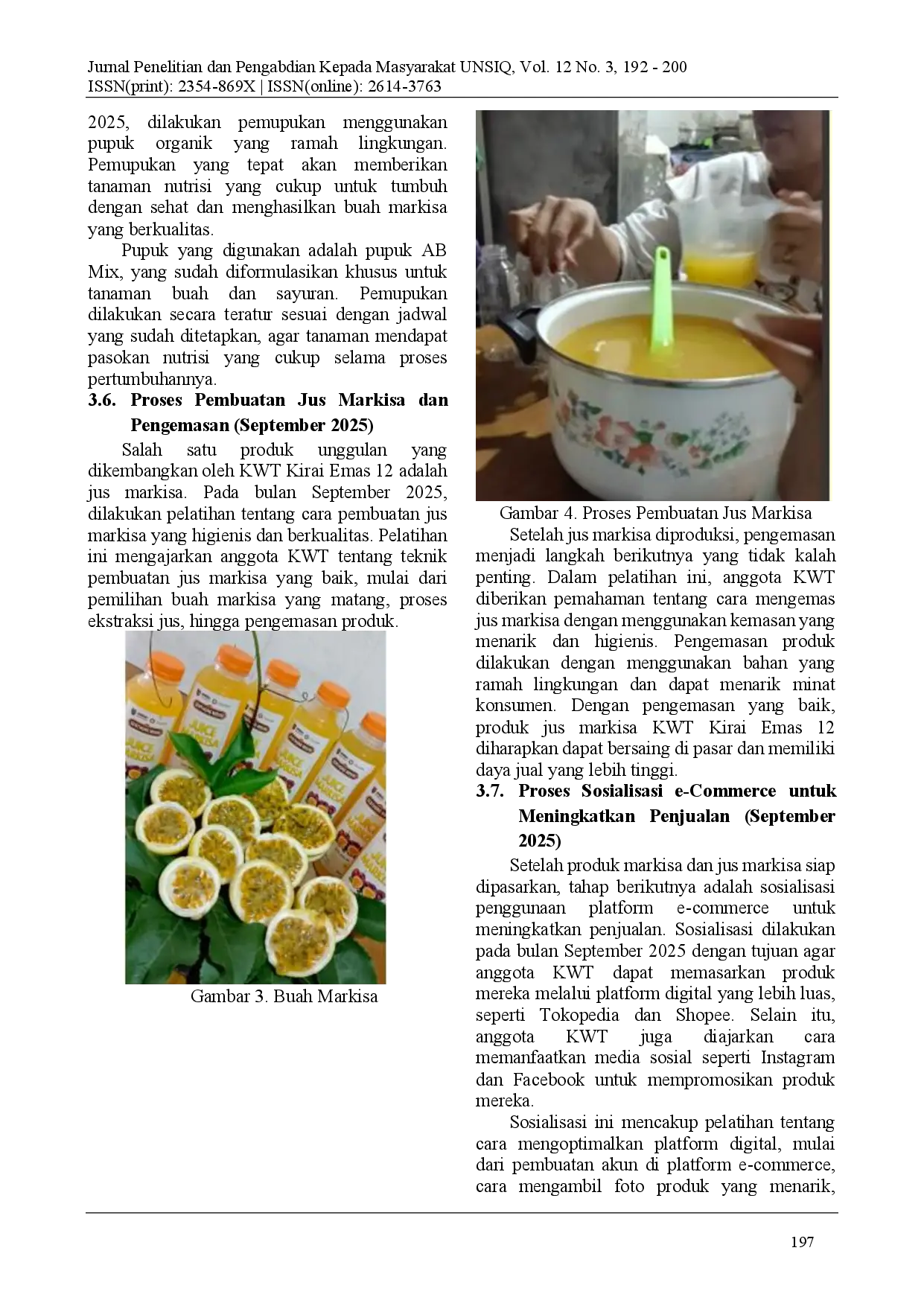 juris Transformasi Peran Perempuan Tani Meningkatkan Kewirausahaan melalui Budidaya Markisa dan Teknologi Informasi pada KWT Kirai Emas 12 Depok Jawa Barat