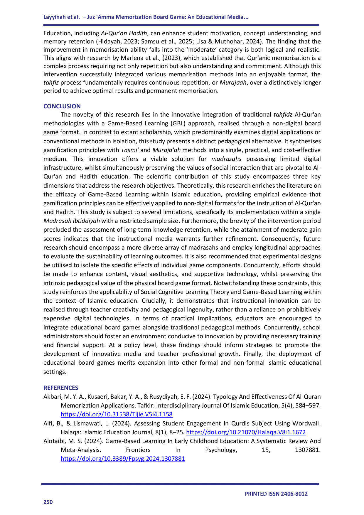 JURIS Juz Amma Memorization Board Game An Educational Media to Enhance Students Interest and Ability in Qur an Memorization