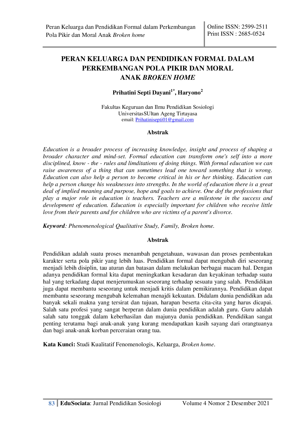 JURIS The role of the family and formal education in the development of the broken home child s thought and morals