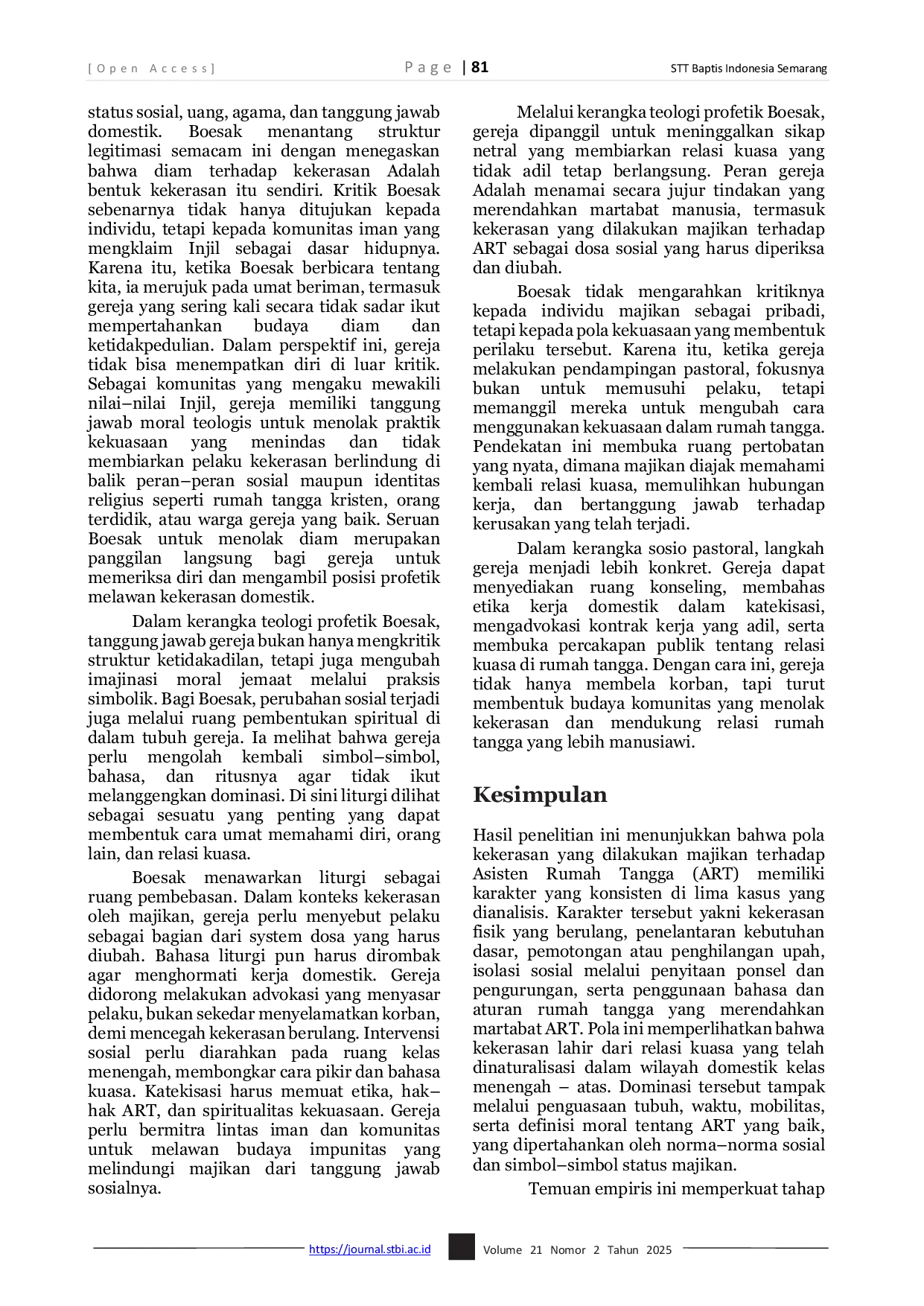 JURIS Employer Violence Against Domestic Workers A Socio Pastoral Analysis of Power Relations and the Church s Prophetic Role