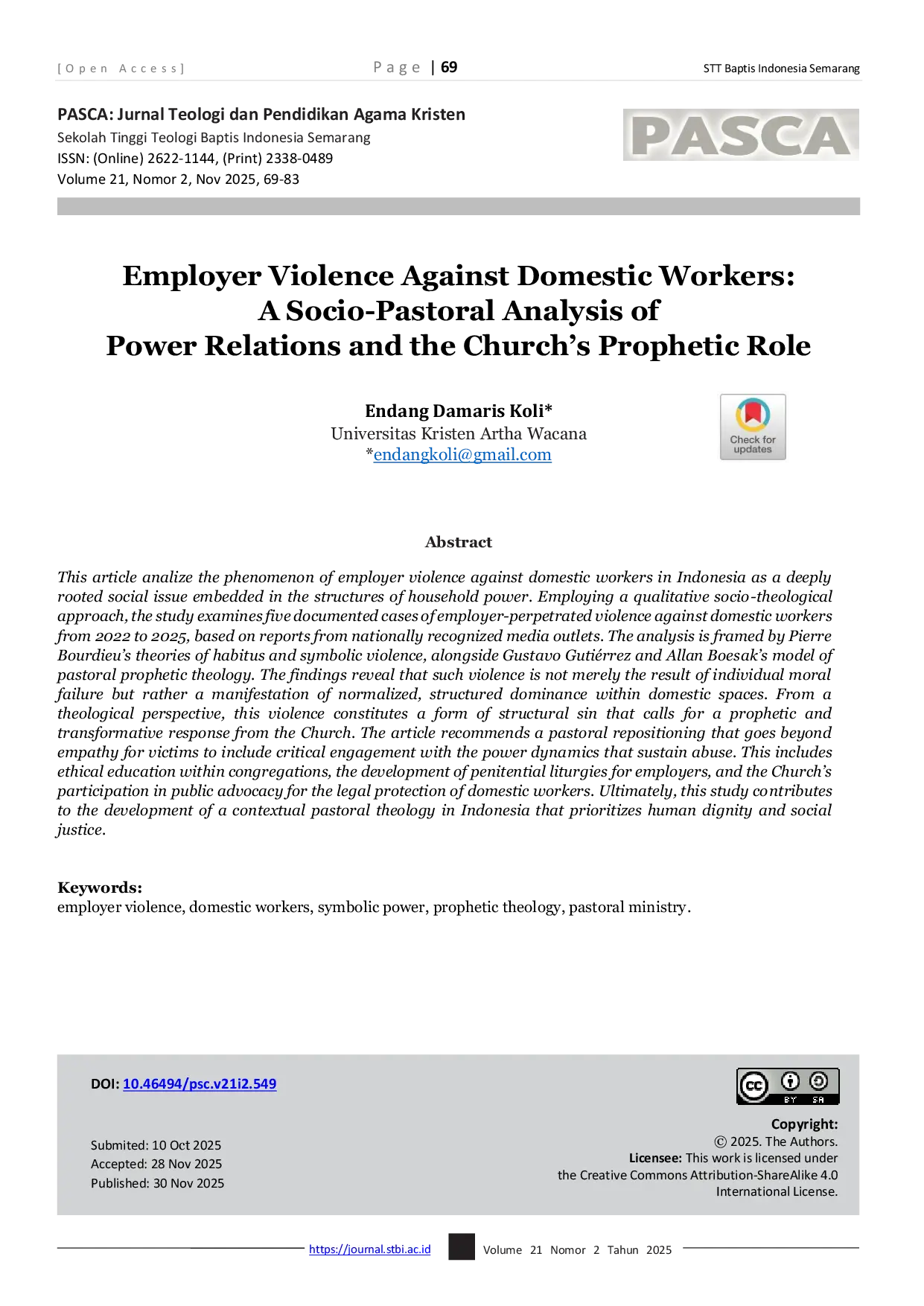 JURIS Employer Violence Against Domestic Workers A Socio Pastoral Analysis of Power Relations and the Church s Prophetic Role