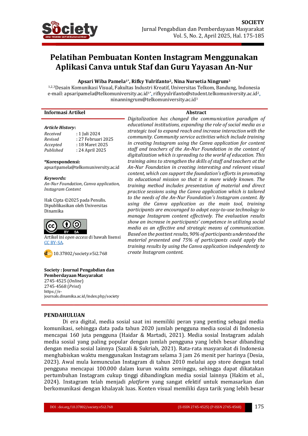 JURIS Pelatihan Pembuatan Konten Instagram Menggunakan Aplikasi Canva untuk Staf dan Guru Yayasan An Nur