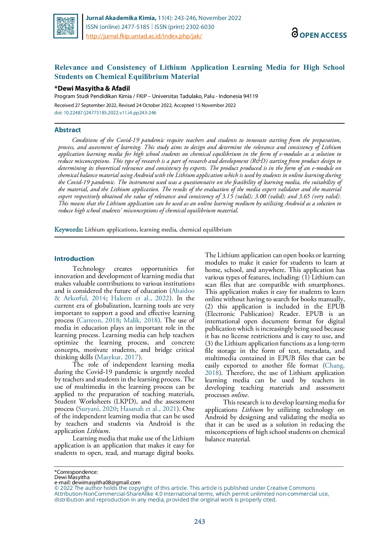 JURIS Relevance And Consistency Of Lithium Application Learning Media For High School Students On Chemical Equilibrium Material