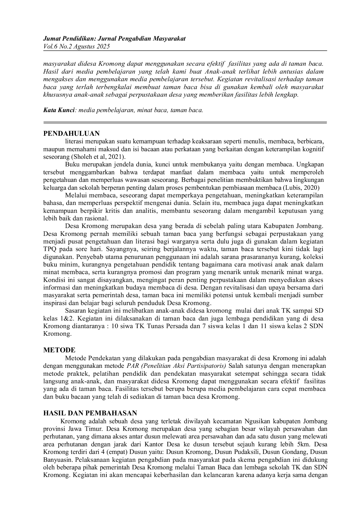 JURIS Membangun Literasi Membaca untuk Anak Usia Dini