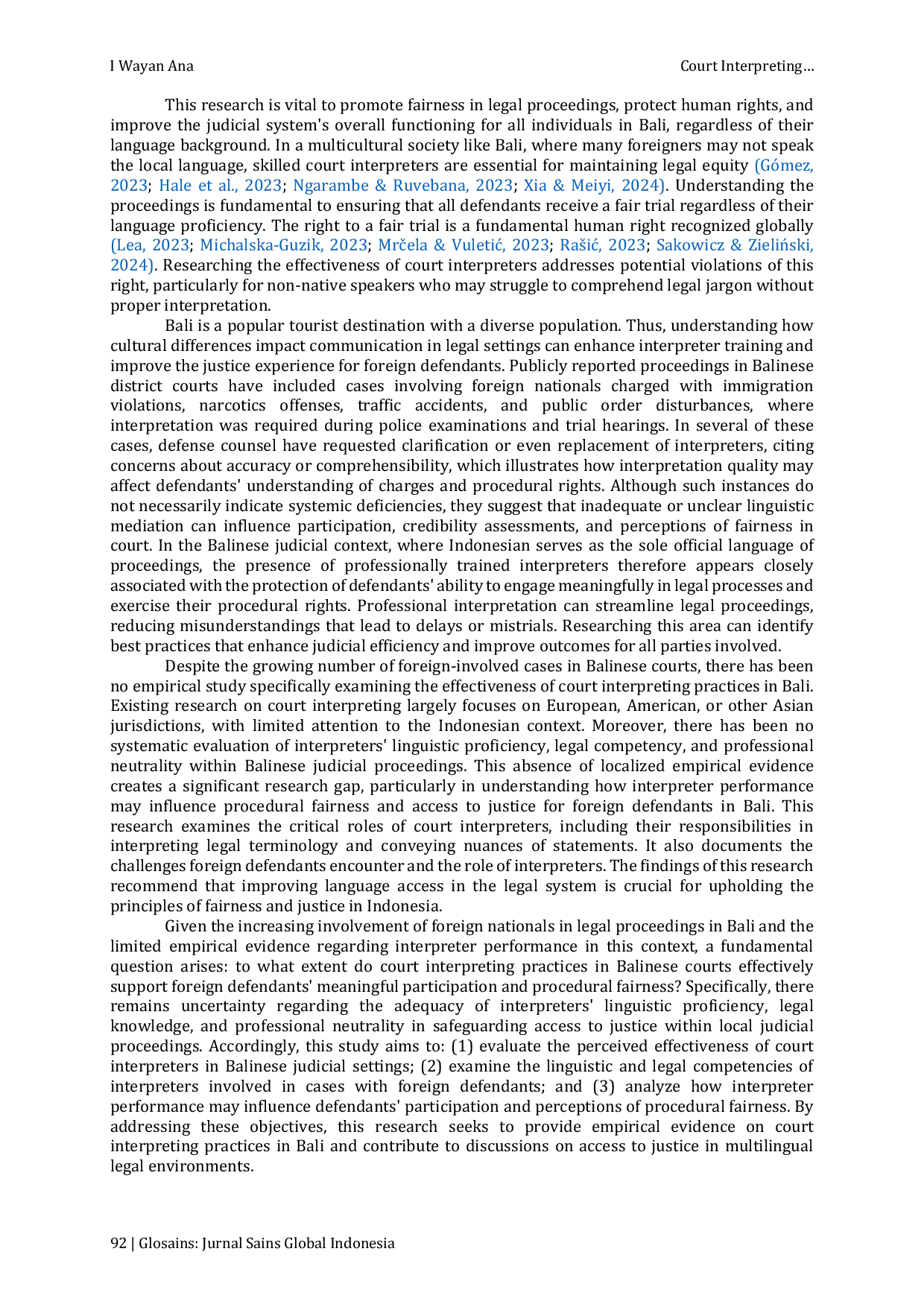 JURIS Court Interpreting and Access to Justice for Foreign Defendants in Bali