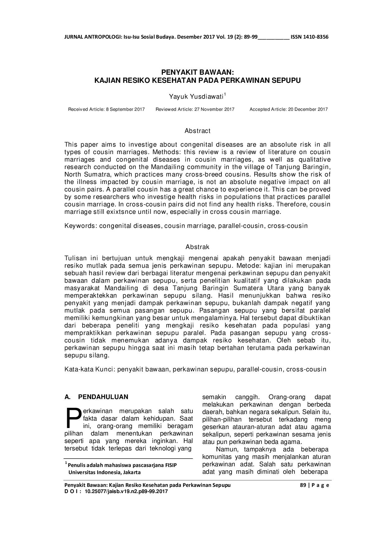 JURIS Penyakit Bawaan Kajian Resiko Kesehatan Pada Perkawinan Sepupu