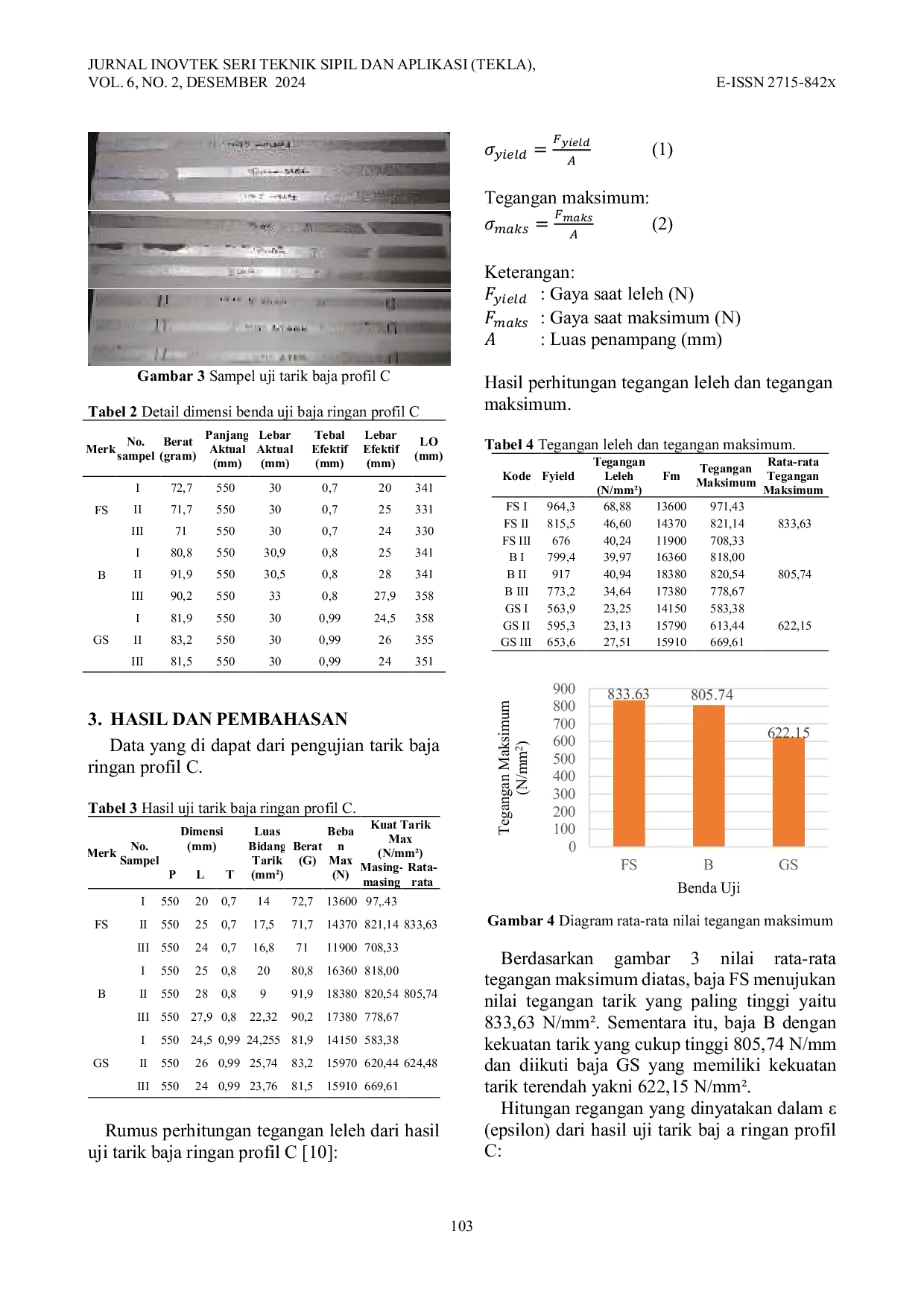 JURIS Pengujian Tarik Baja Profil C Pada Struktur Rangka Atap