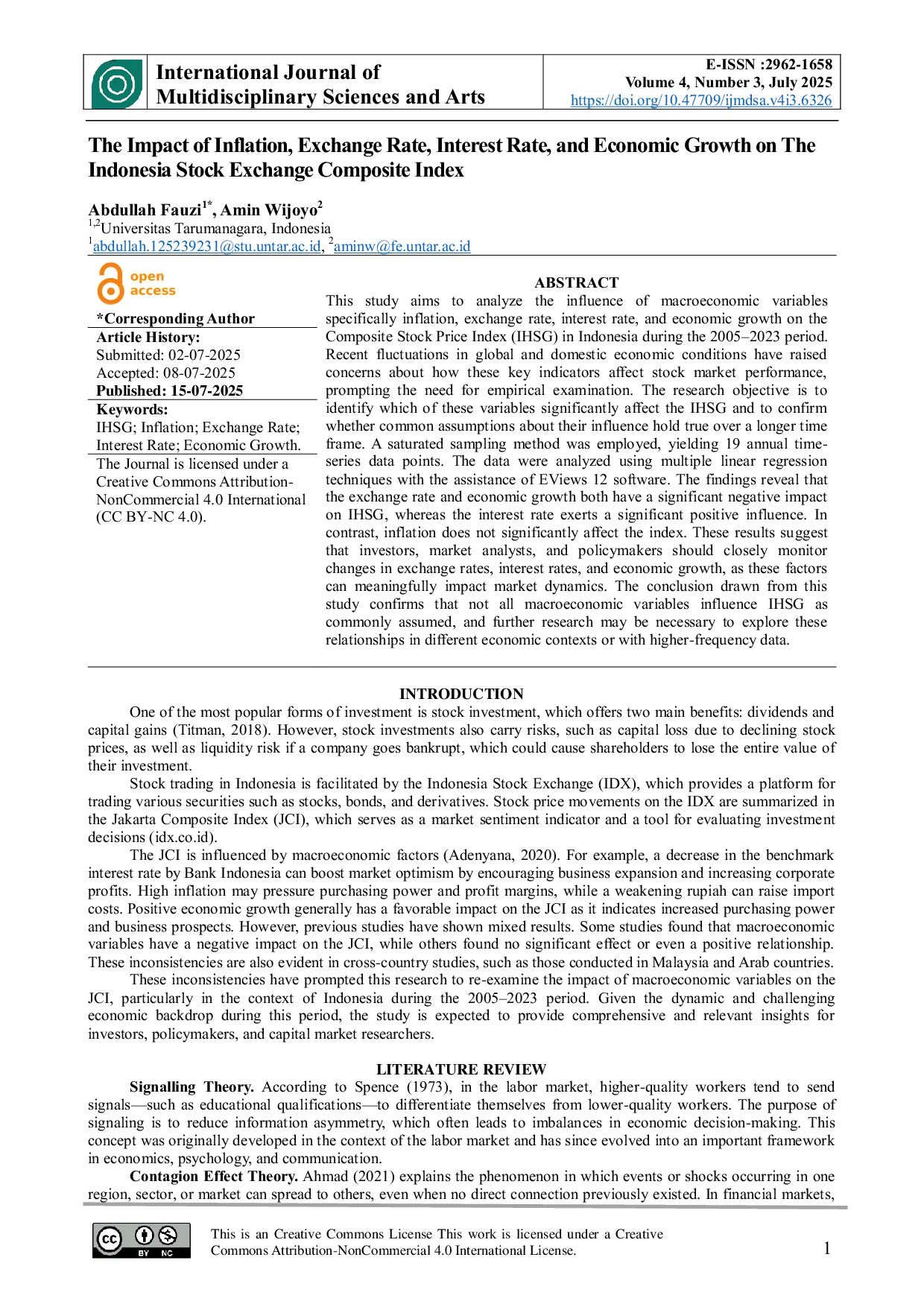 JURIS The Impact of Inflation Exchange Rate Interest Rate and Economic Growth on The Indonesia Stock Exchange Composite Index