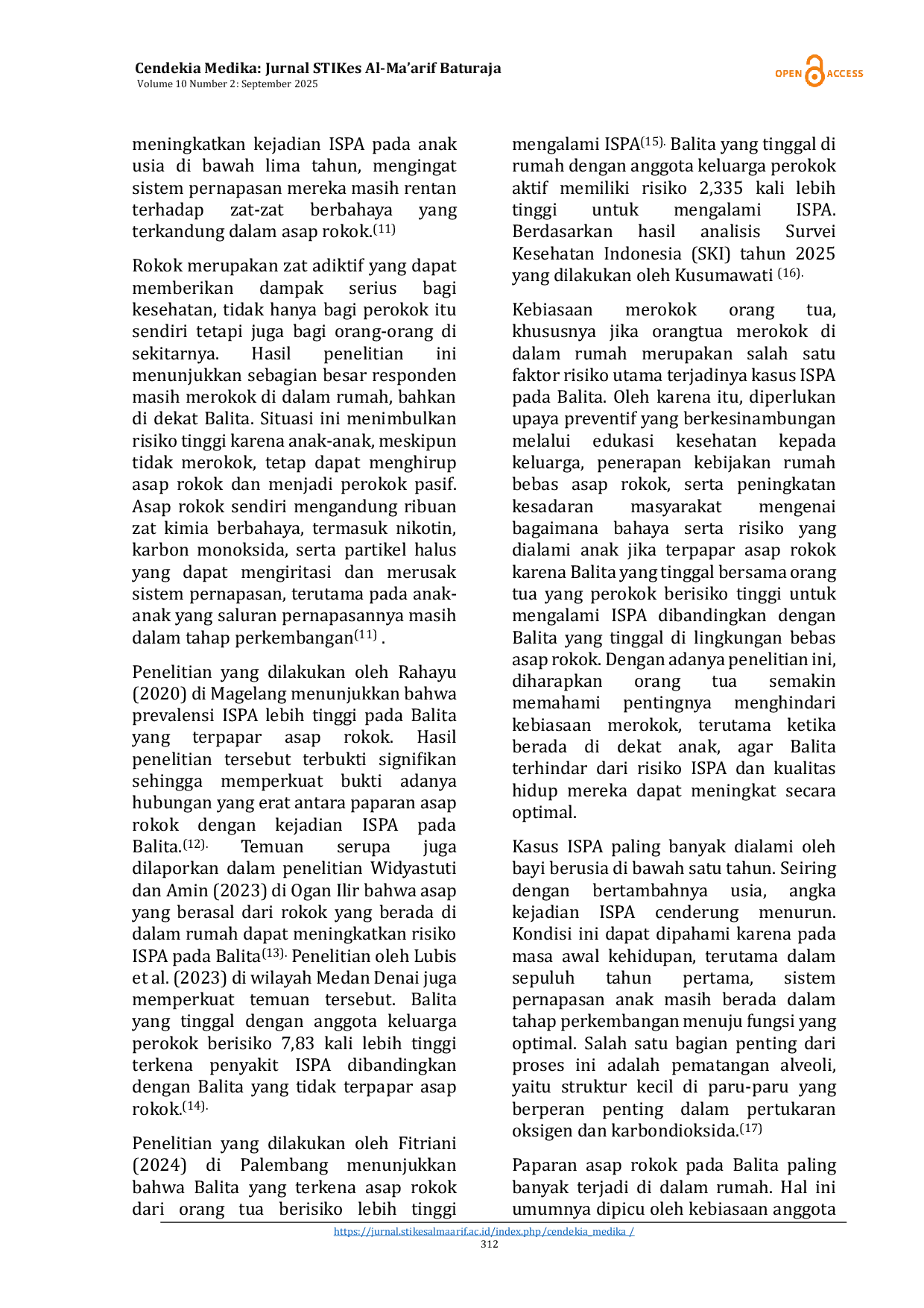 JURIS Parental Smoking Habits And The Incidence Of Acute Respiratory Tract Infections In Toddlers