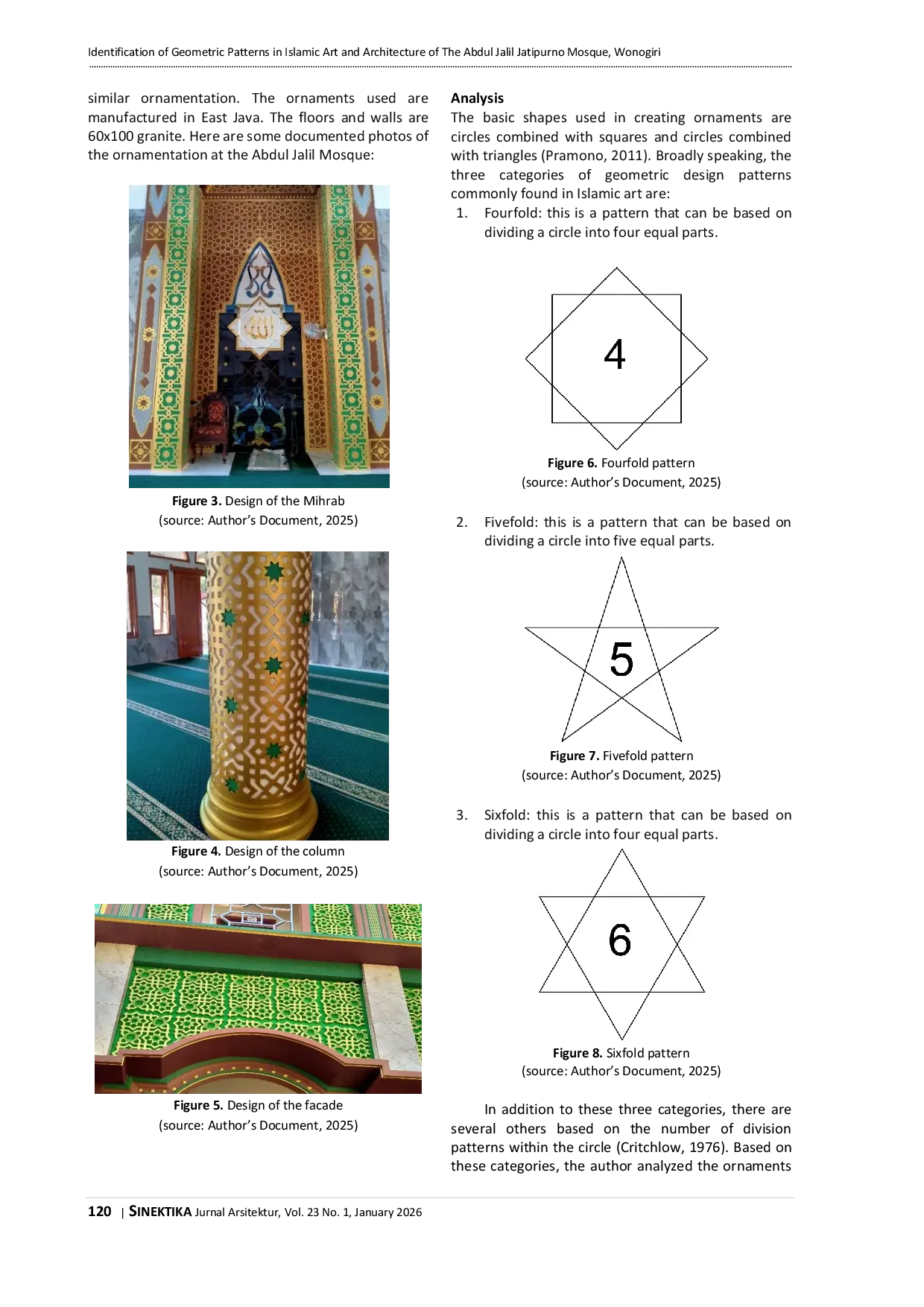 JURIS Identification of Geometric Patterns in Islamic Art and Architecture of The Abdul Jalil Jatipurno Mosque Wonogiri