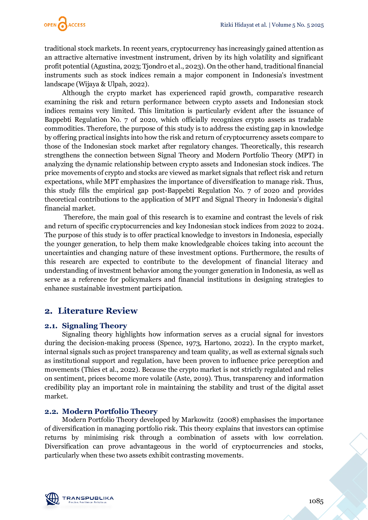 JURIS Analysis of Risk and Return on Investments in Cryptocurrency Instruments in Indonesia from 2022 to 2024