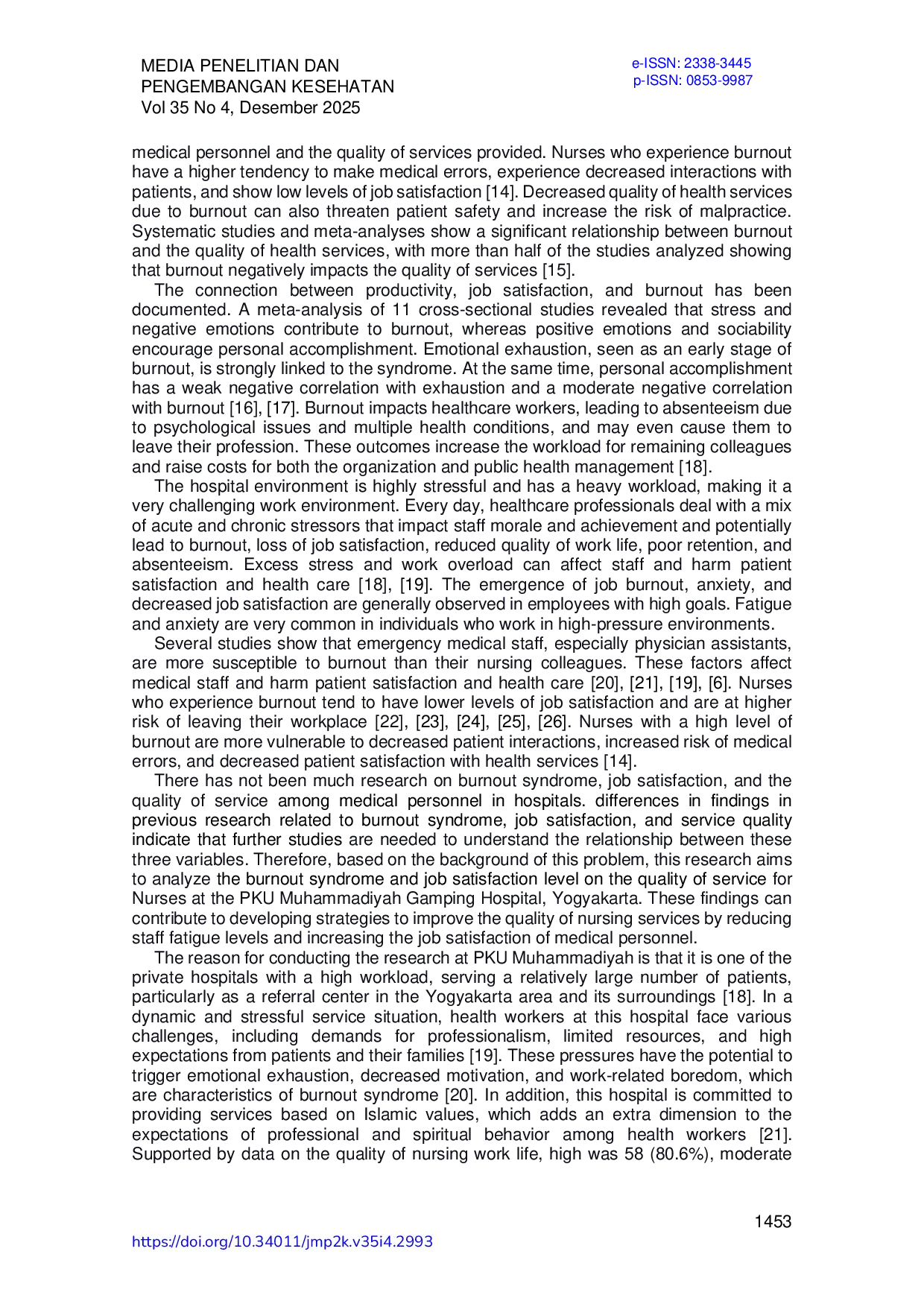 JURIS Pengaruh Sindrom Burnout dan Kepuasan Kerja Terhadap Kualitas Pelayanan Pada Perawat Di Rumah Sakit