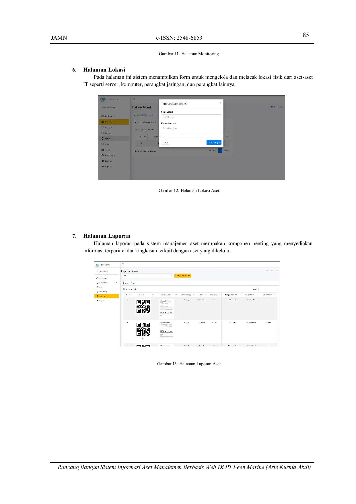 JURIS Design of a Web based Asset Management Information System at PT Feen Marine