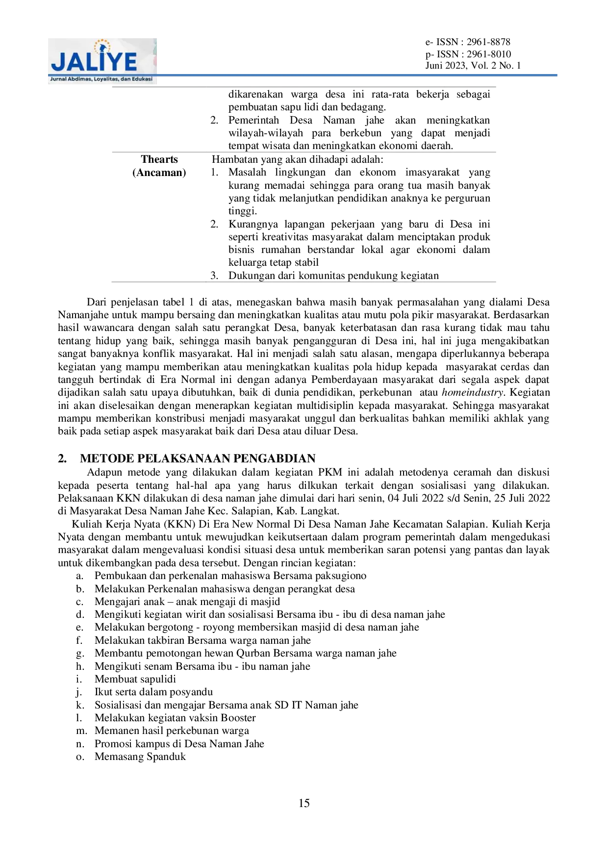 JURIS PKM Sosialisasi Pemahaman Tentang Live In Dijital Pada Pendampingan Mahasiswa Kuliah Kerja Nyata Kkn Di Desa Naman