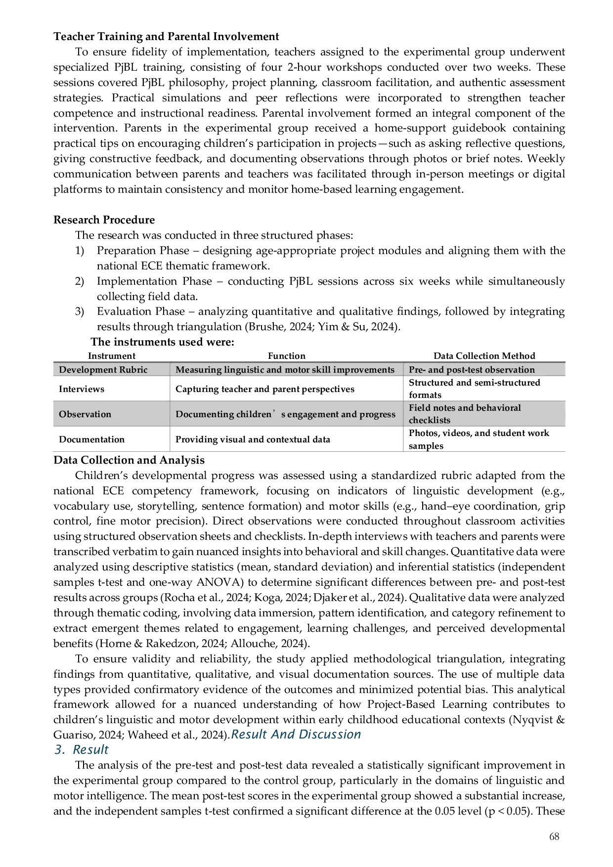 JURIS The Efficacy of Project Based Learning in Fostering Linguistic and Motor Development in Early Childhood