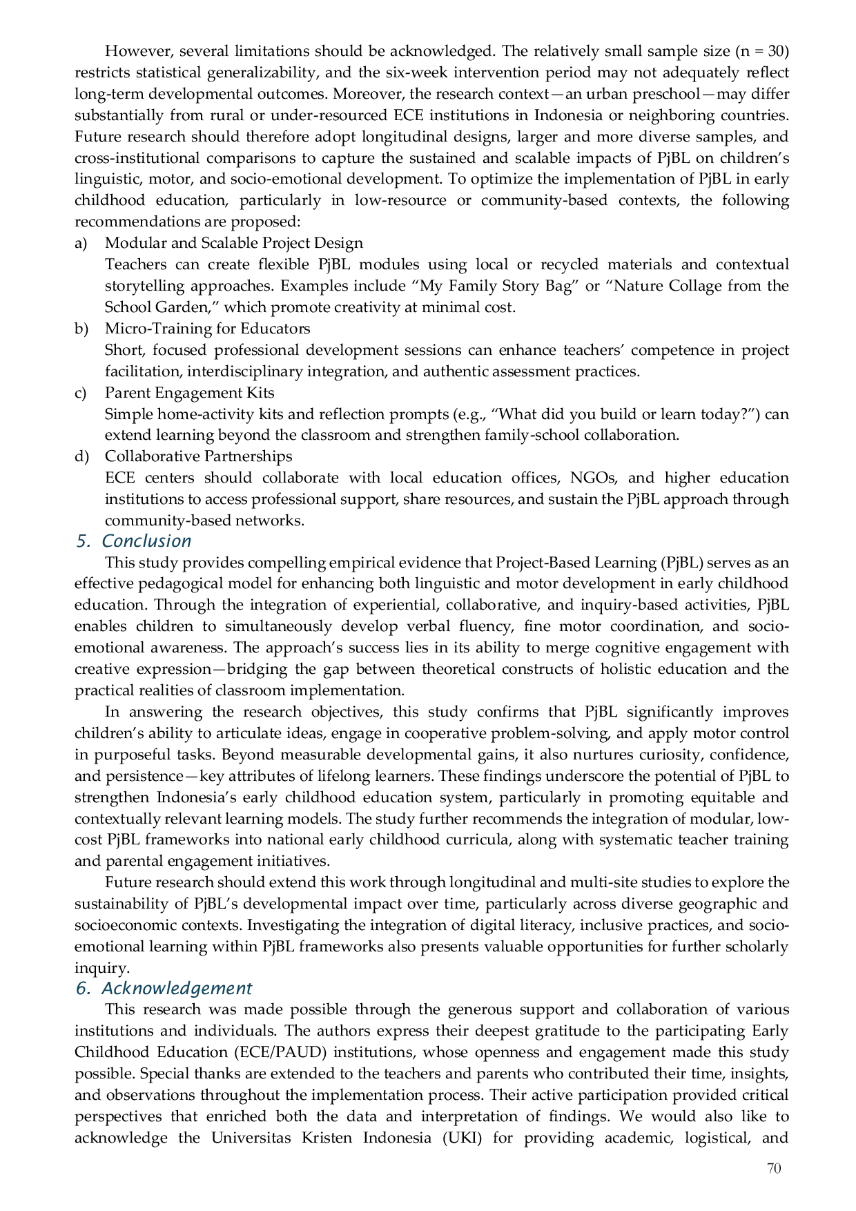 JURIS The Efficacy of Project Based Learning in Fostering Linguistic and Motor Development in Early Childhood