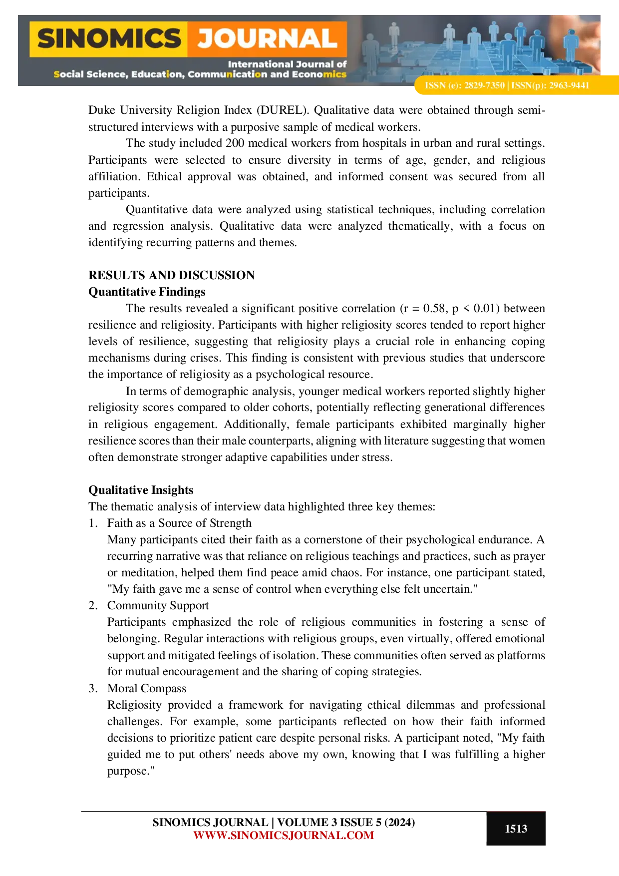 JURIS The Relationship Between Resilience and Religiosity in Medical Workers During the COVID 19 Pandemic