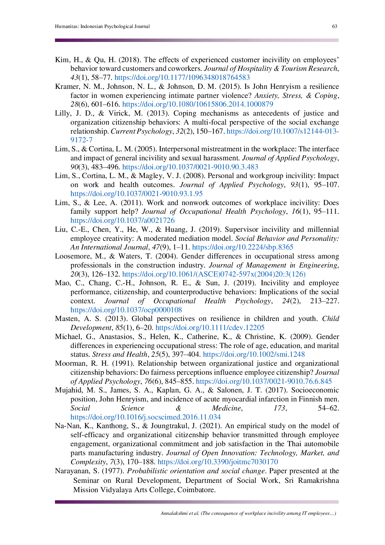 JURIS The consequence of workplace incivility among IT employees Workplace stress or organizational citizenship behavior