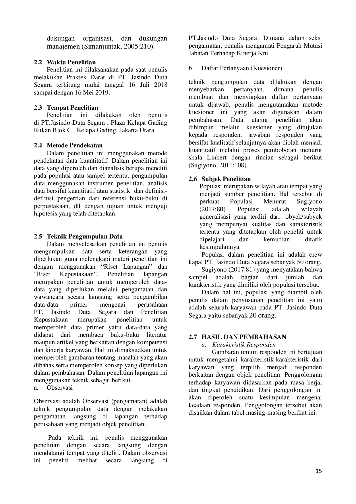 JURIS Pengaruh Mutasi Jabatan Terhadap Kinerja Karyawan Di PT Jasindo Duta Segara