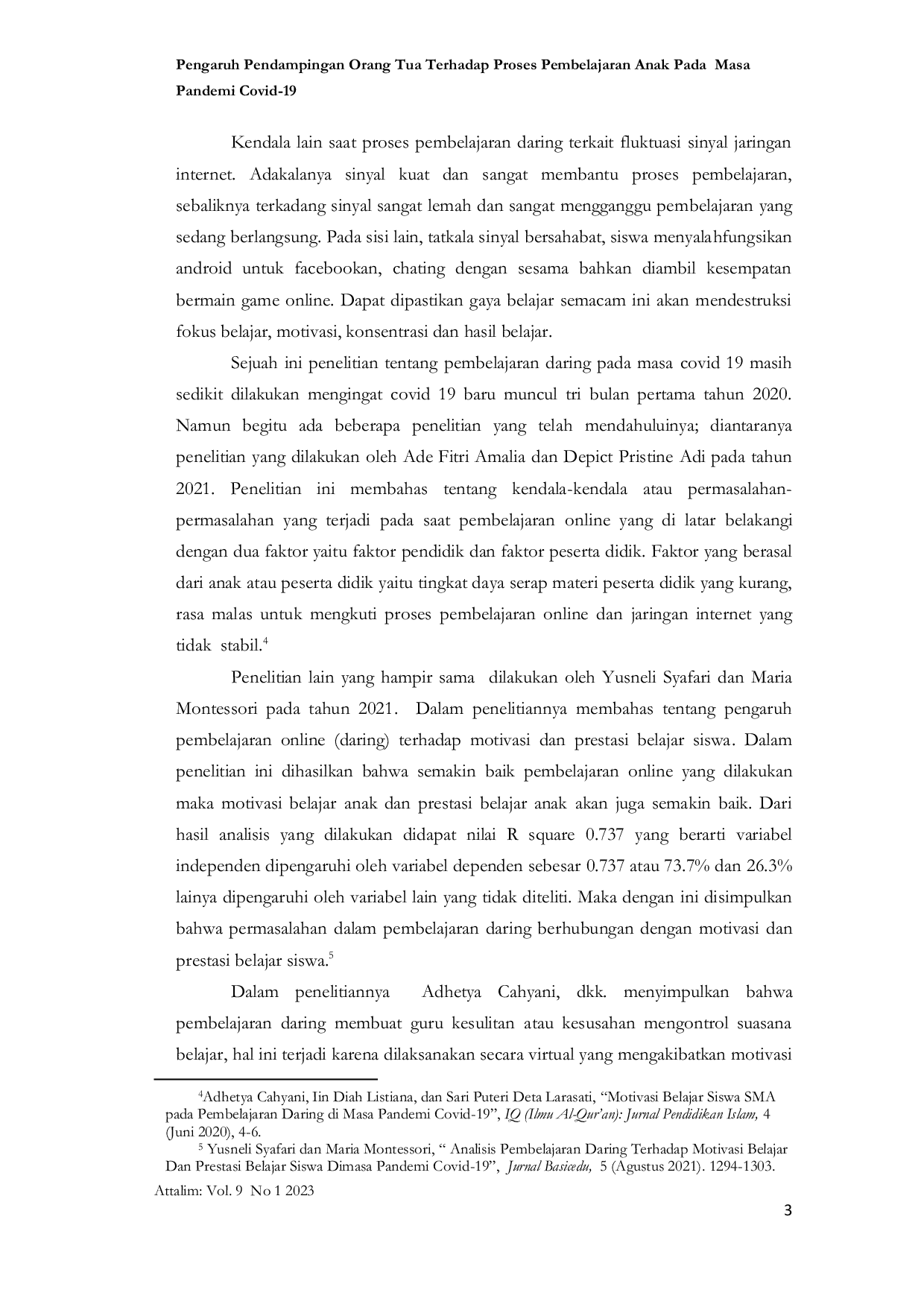 JURIS Pengaruh Pendampingan Orang Tua Terhadap Proses Pembelajaran Anak Pada Masa Pandemi Covid 19