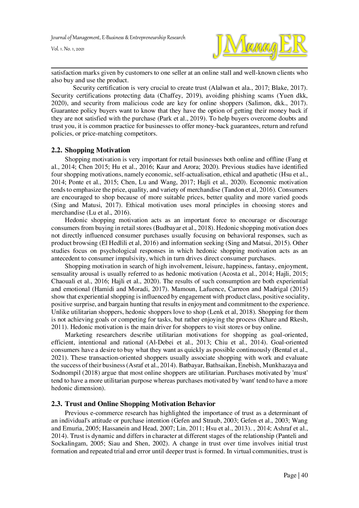 JURIS The The Influence of Trust on Student Online Shopping Motivation Behavior