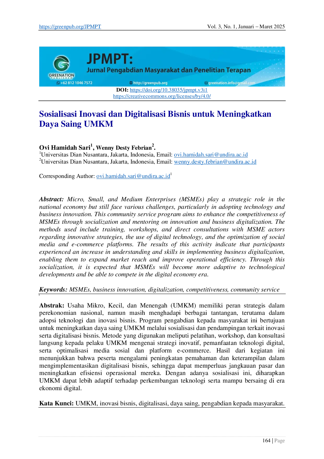 juris Sosialisasi Inovasi dan Digitalisasi Bisnis untuk Meningkatkan Daya Saing UMKM