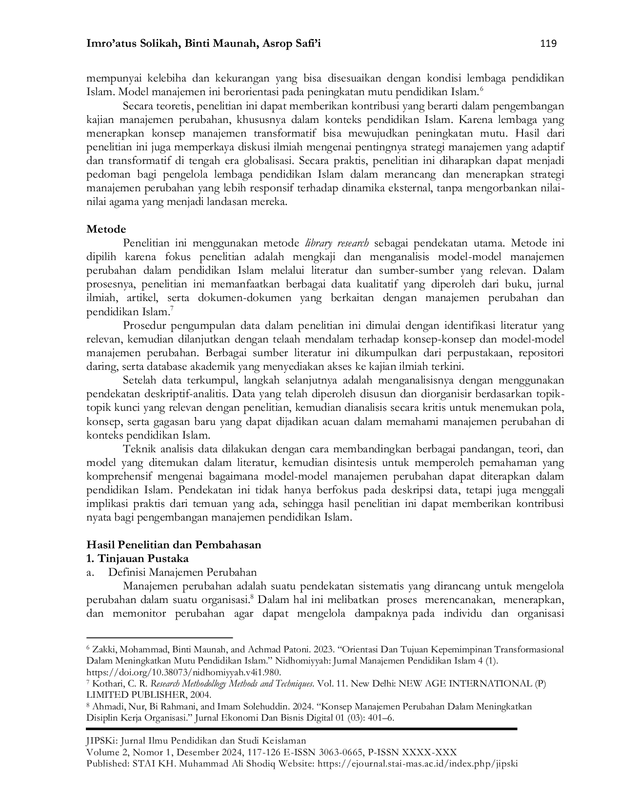 JURIS Model Model Manajemen Perubahan Pendidikan Islam Transformatif