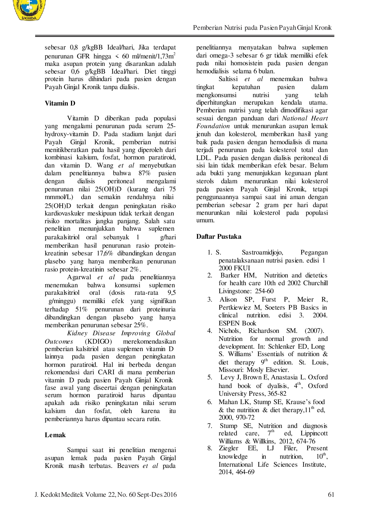 JURIS Pemberian Nutrisi pada Pasien Payah Ginjal Kronik