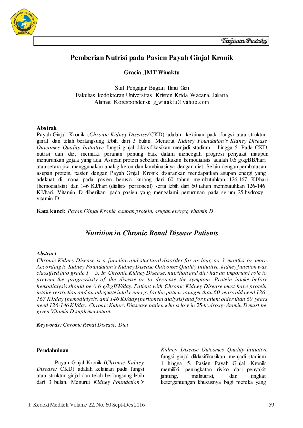 JURIS Pemberian Nutrisi pada Pasien Payah Ginjal Kronik