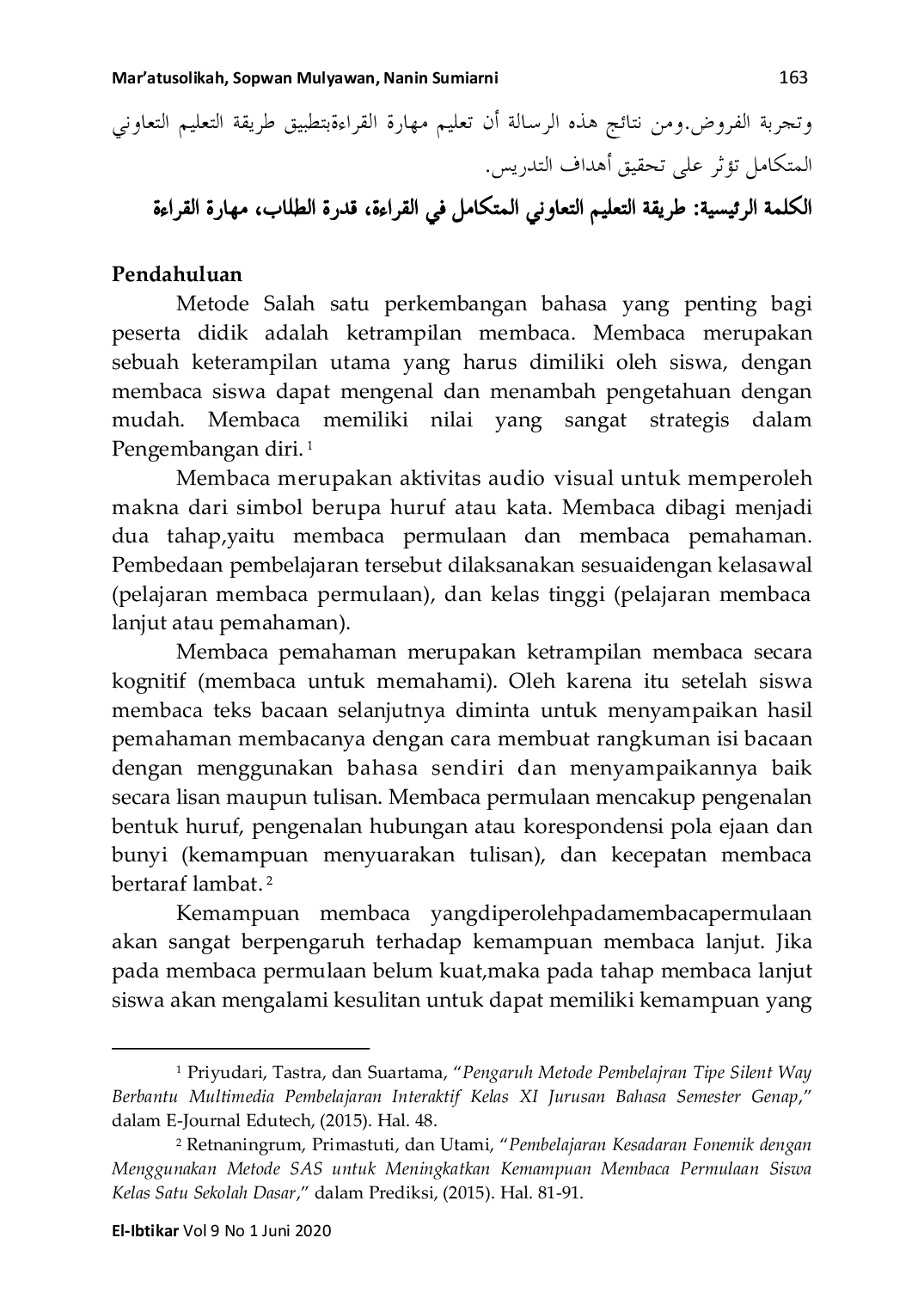 JURIS Penerapan Metode Cooperative Integrated Reading and Composition CIRC dalam Peningkatan Kemampuan Siswa Memahami Teks Bahasa Arab