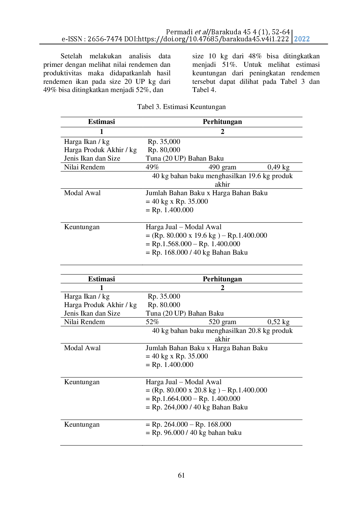 juris Optimalisasi Rendemen Ikan Tuna Thunnus Sp Loin Beku Dengan Metode Kaizen di PT X Jakarta Utara