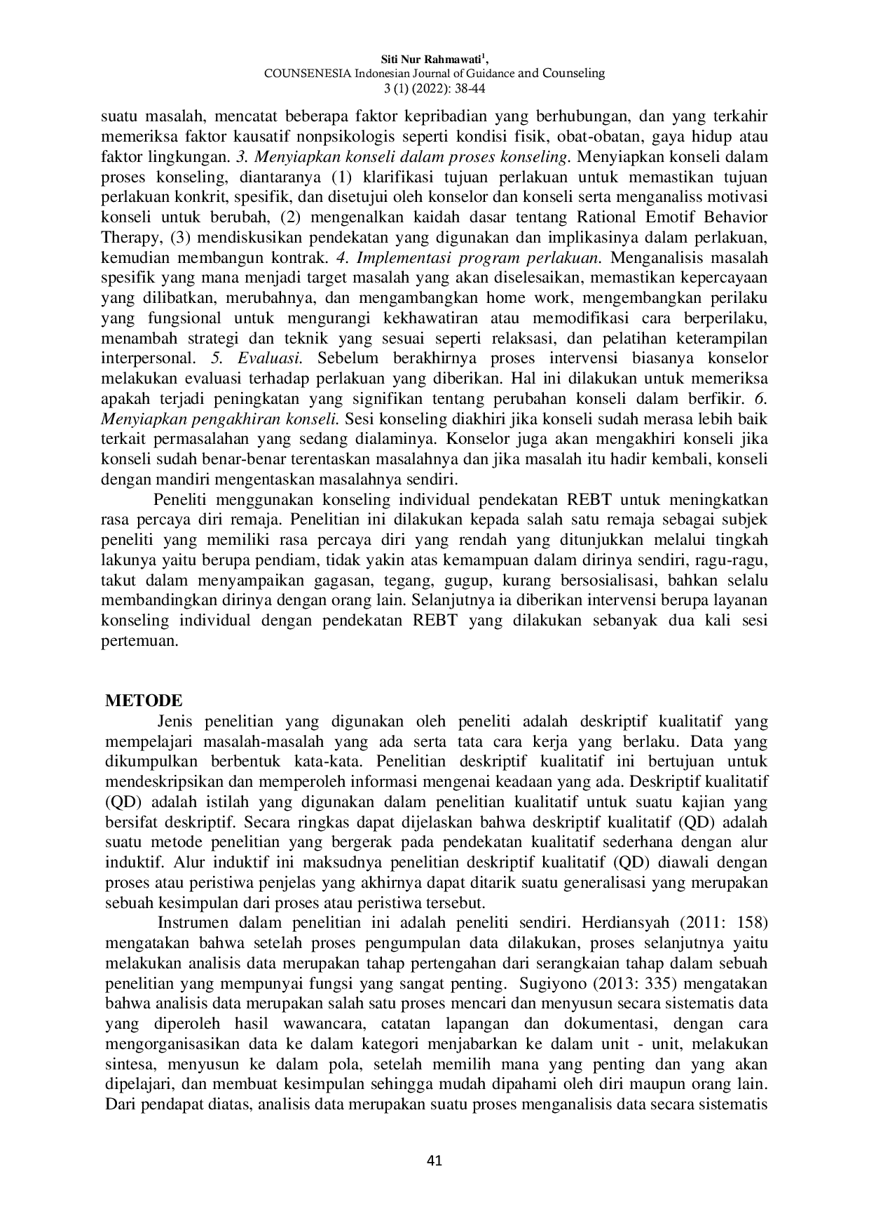 JURIS Konseling Rational Emotive Behaviour Therapy REBT untuk Meningkatkan Kepercayaan Diri Remaja