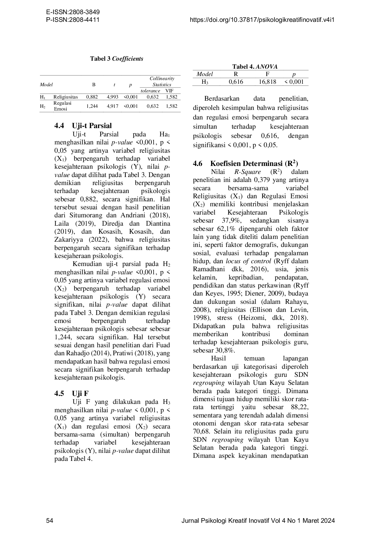 JURIS Pengaruh Religiusitas dan Regulasi Emosi Terhadap Kesejahteraan Psikologis Guru