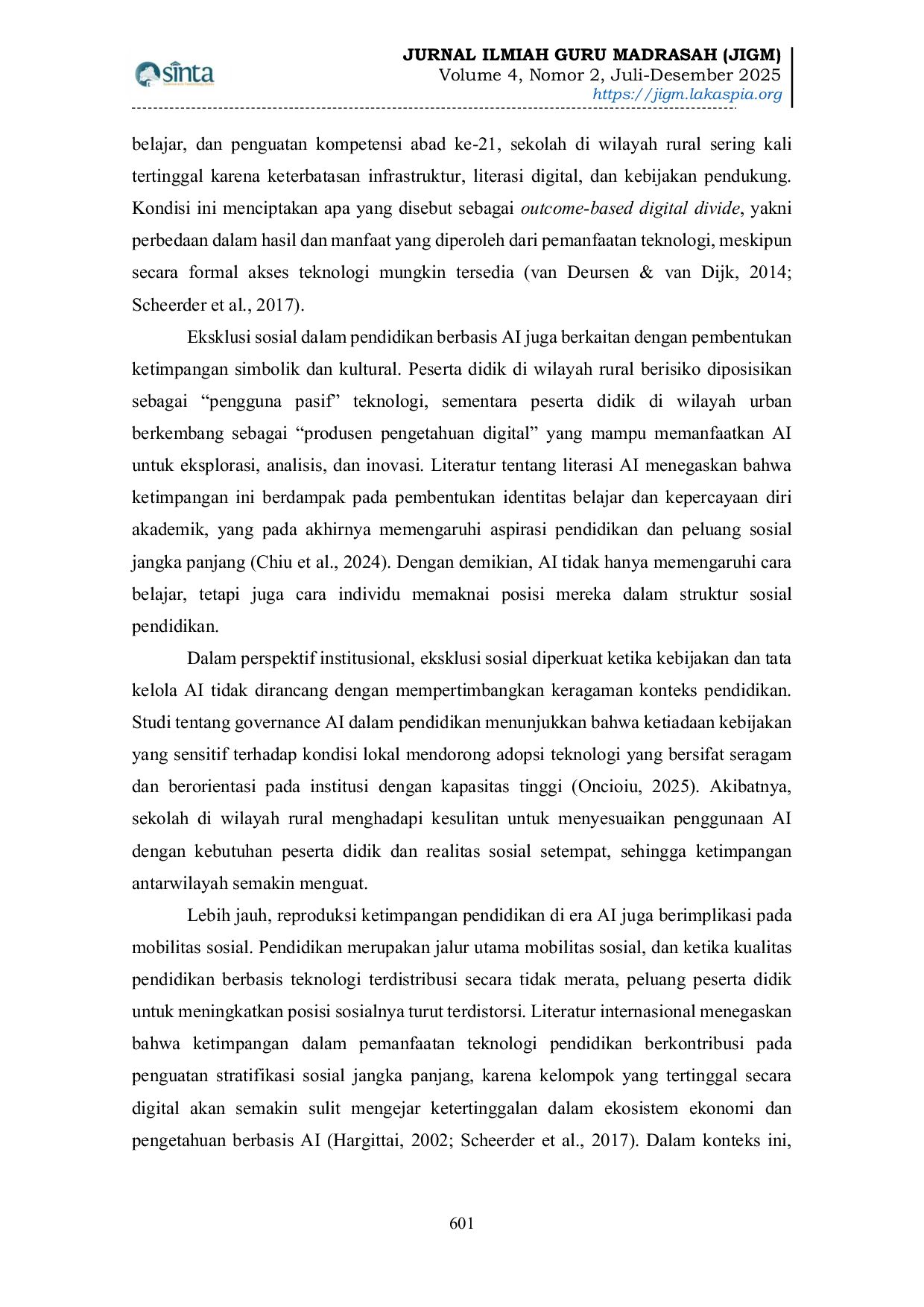 JURIS Kesenjangan Digital di Era Kecerdasan Buatan Tantangan Aksesibilitas dan Eksklusi Sosial dalam Pendidikan Masyarakat Rural