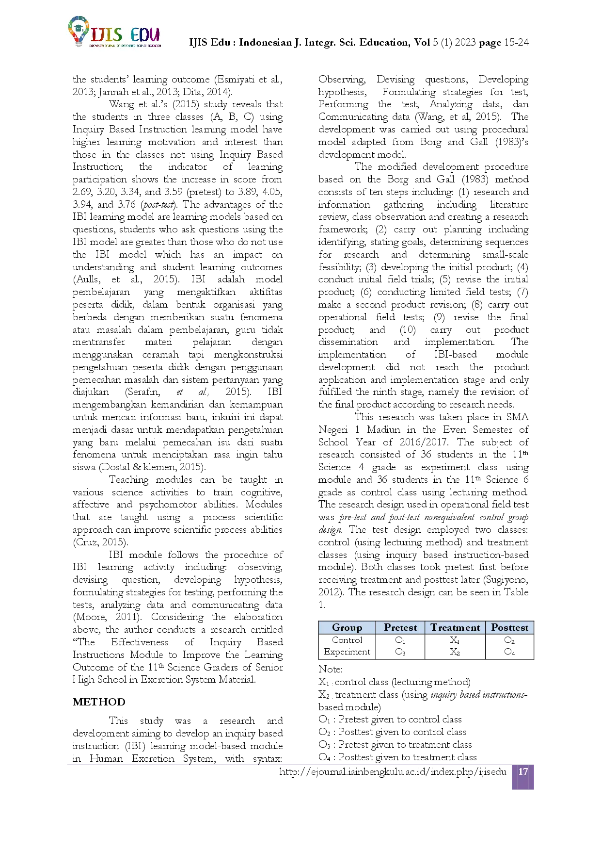 juris The Effectiveness of Inquiry Based Instructions Module on Excretory System Material to Improve Student Learning Outcomes in 11th Grade Science Senior High School