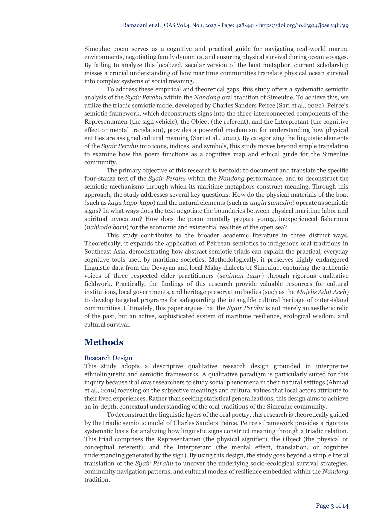 JURIS The Semiotic Landscape of Maritime Resilience A Peircean Analysis of the Nandong Syair Perahu in Simeulue Island Aceh