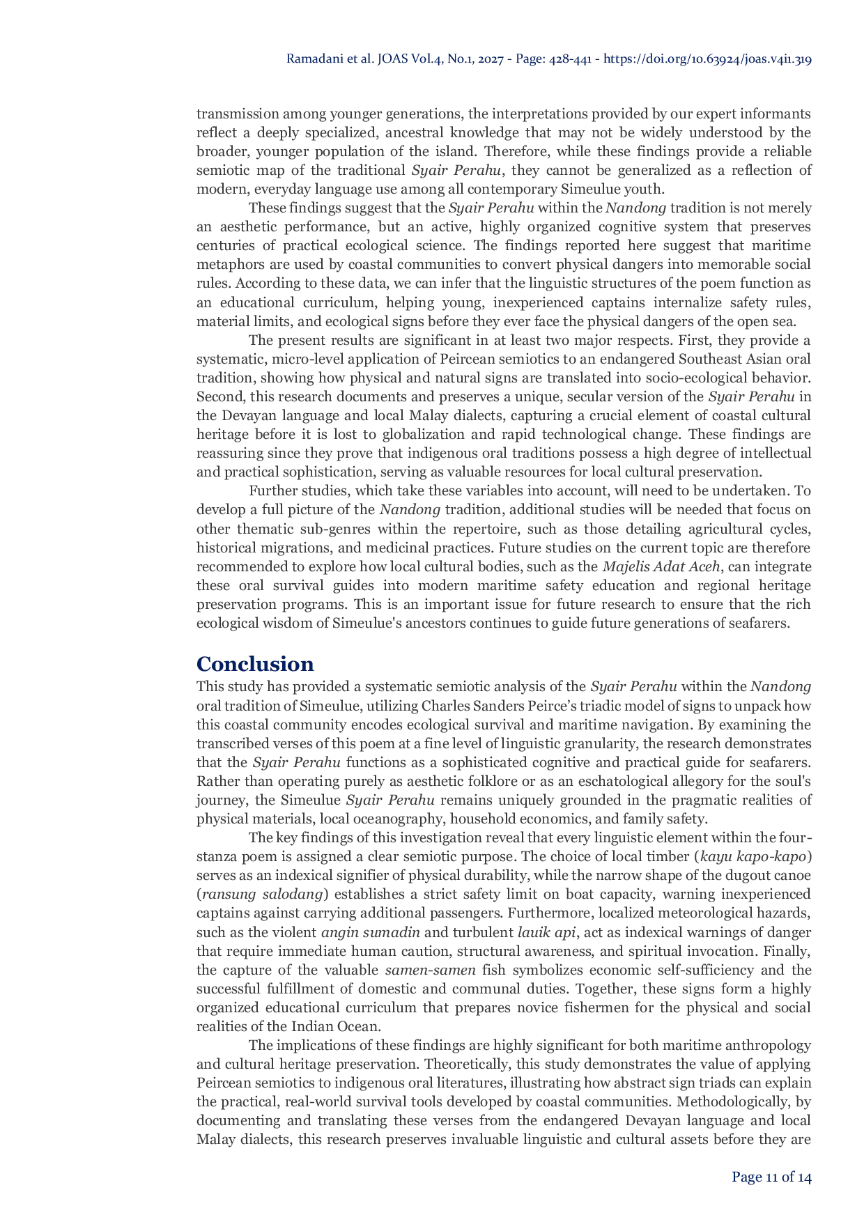 JURIS The Semiotic Landscape of Maritime Resilience A Peircean Analysis of the Nandong Syair Perahu in Simeulue Island Aceh