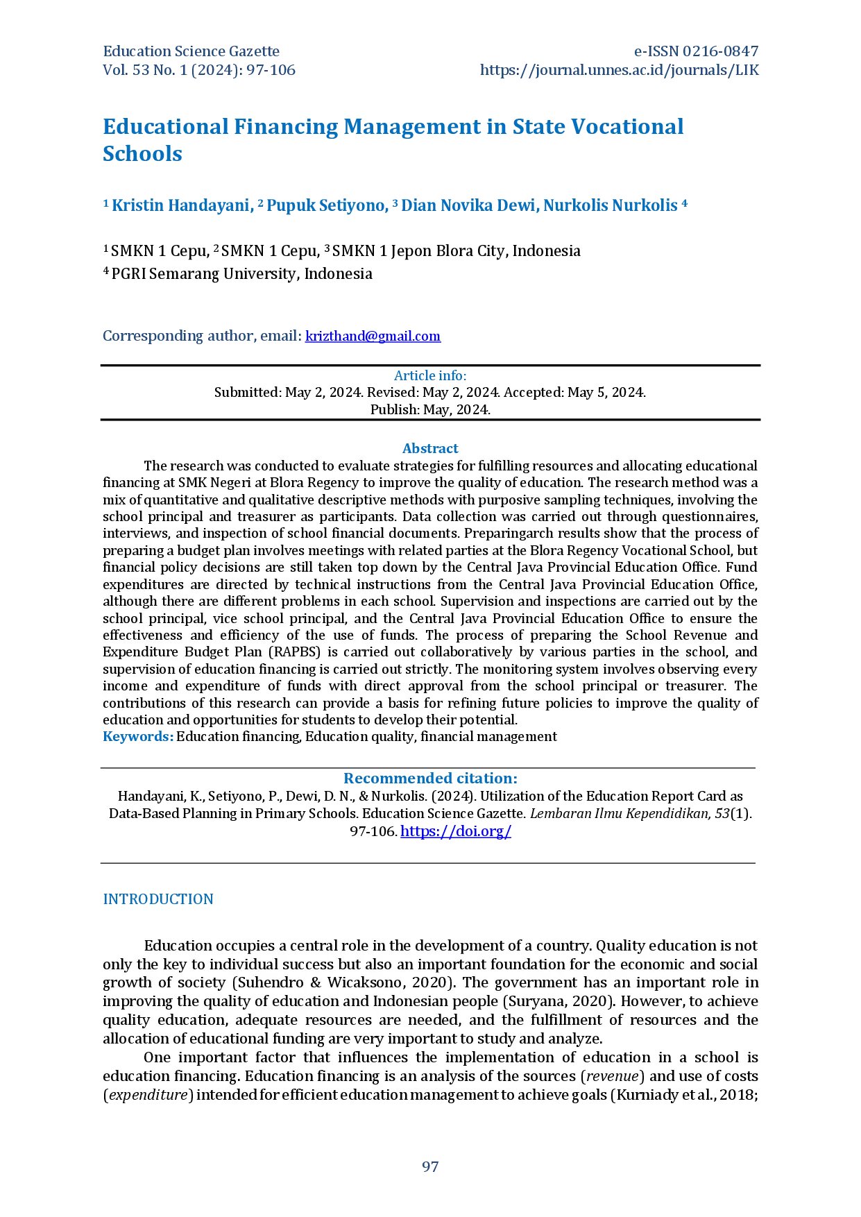 juris Educational Financing Management in State Vocational Schools