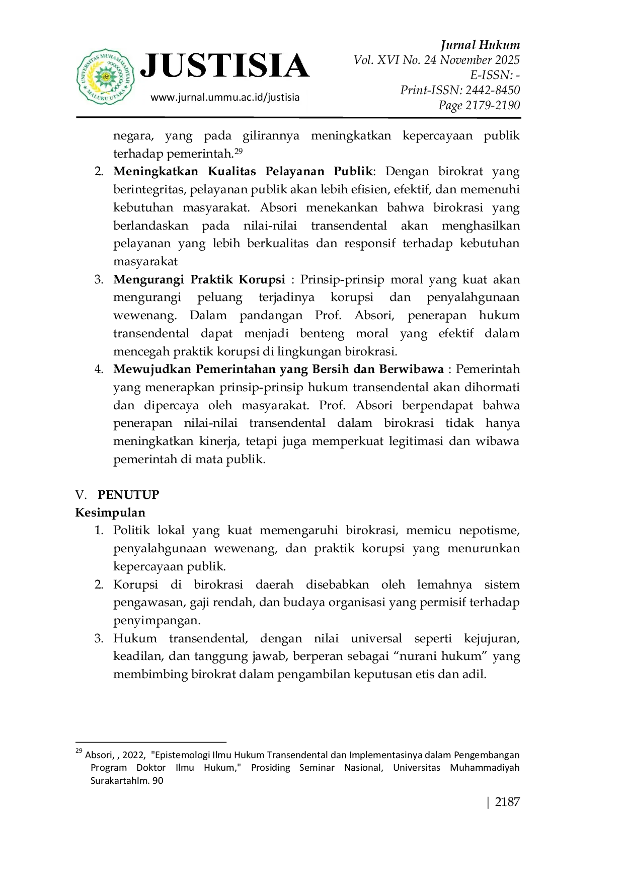 JURIS Hukum Transendental dan Integritas Birokrasi Daerah